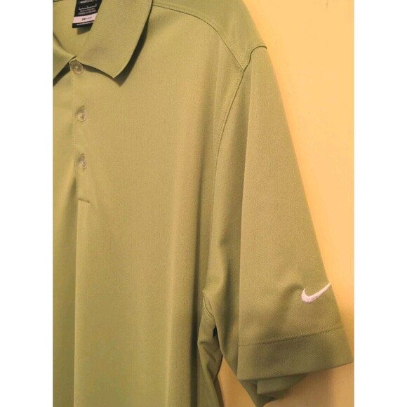 Nike Golf Shirt Sport Dri-Fit  Short Sleeve Green Solid Polo Men's Size Large - Picture 2 of 8